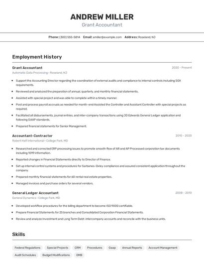 Grant Accountant Resume