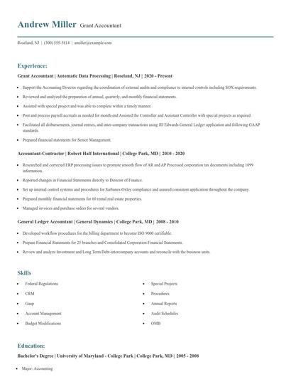 Grant Accountant Resume