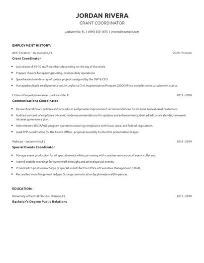 Grant Coordinator Resume
