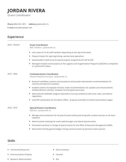 Grant Coordinator Resume