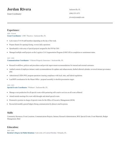 Grant Coordinator Resume