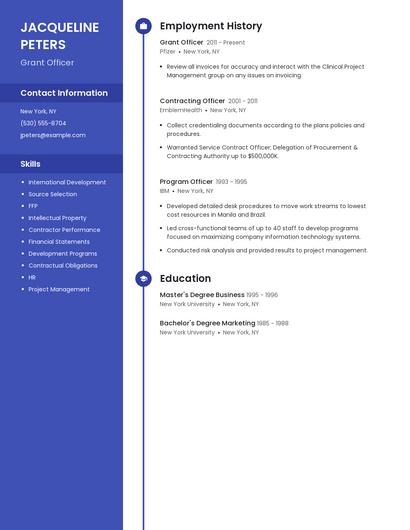 Grant Officer Resume