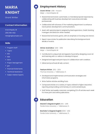 Grant Writer Resume