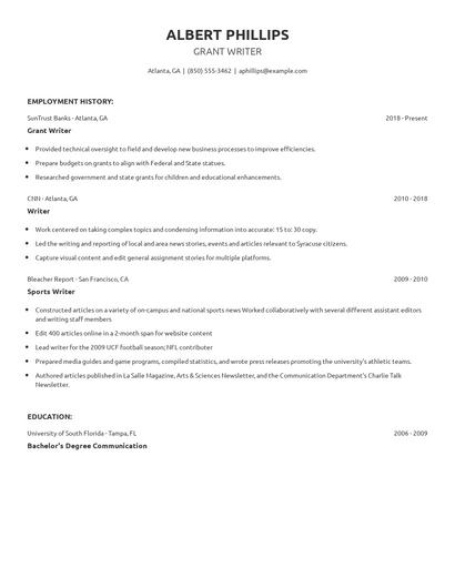 Grant Writer Resume