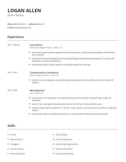 Grant Writer Resume