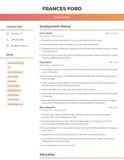 Grant Writer Resume