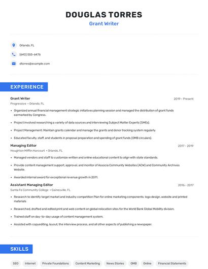 Grant Writer Resume