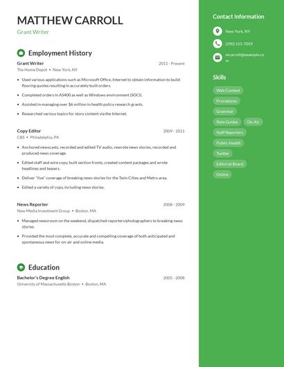 Grant Writer Resume