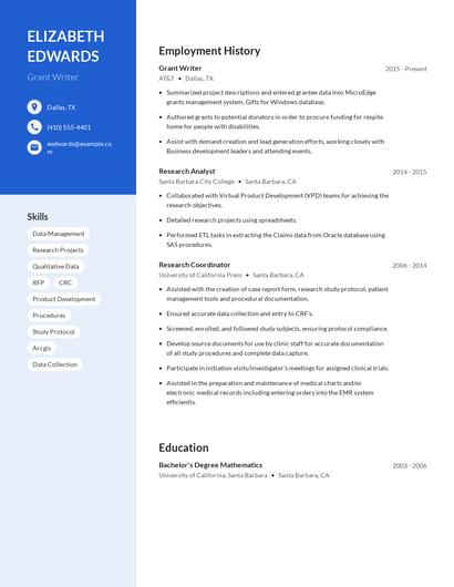 Grant Writer Resume
