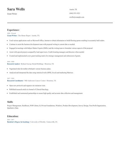 Grant Writer Resume