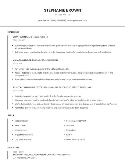 Grant Writer Resume