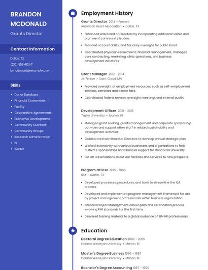 Grants Director Resume