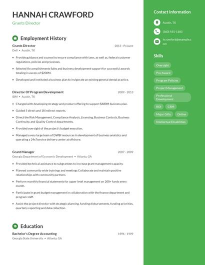 Grants Director Resume