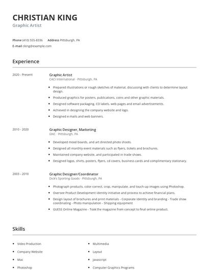 Graphic Artist Resume