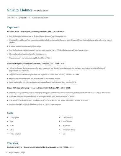 Graphic Artist Resume