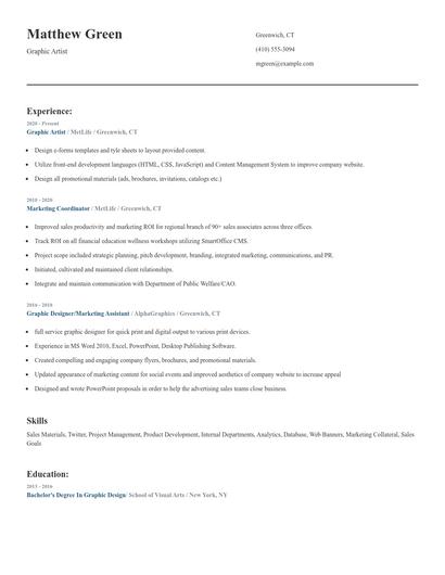 Graphic Artist Resume