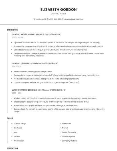 Graphic Artist Resume