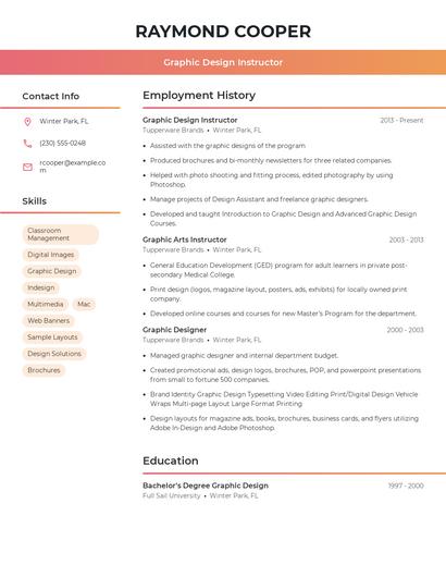Graphic Design Instructor Resume