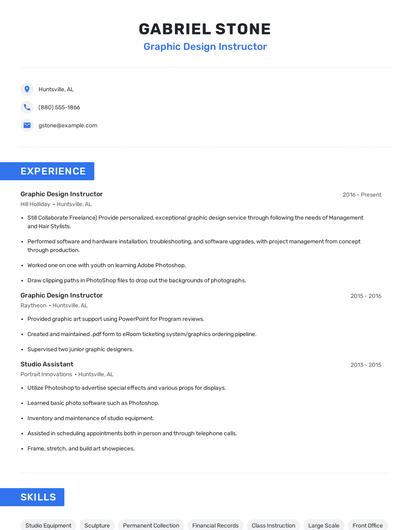 Graphic Design Instructor Resume