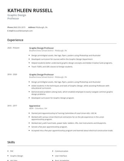 Graphic Design Professor Resume