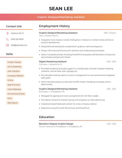Graphic Designer/Marketing Assistant Resume