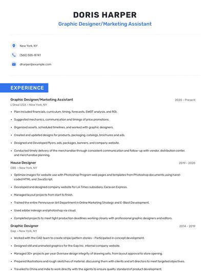 Graphic Designer/Marketing Assistant Resume