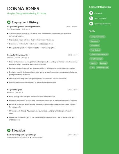 Graphic Designer/Marketing Assistant Resume