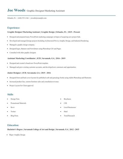 Graphic Designer/Marketing Assistant Resume