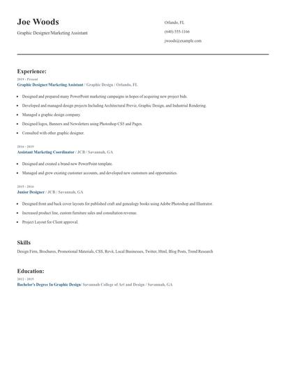 Graphic Designer/Marketing Assistant Resume