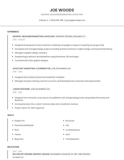 Graphic Designer/Marketing Assistant Resume