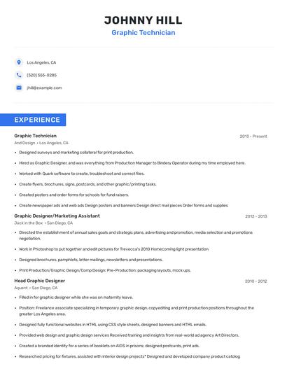 Graphic Technician Resume