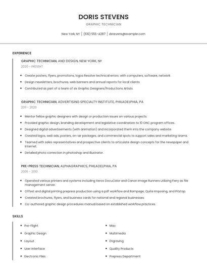 Graphic Technician Resume