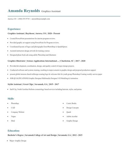 Graphics Assistant Resume