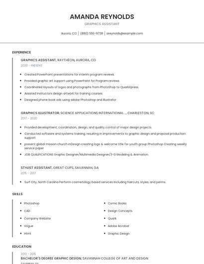 Graphics Assistant Resume