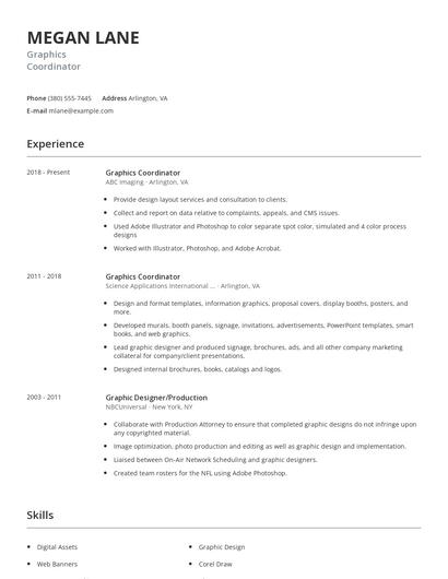 Graphics Coordinator Resume