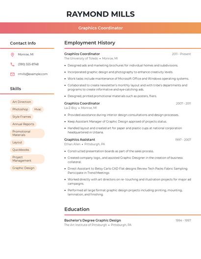Graphics Coordinator Resume