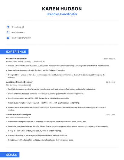 Graphics Coordinator Resume