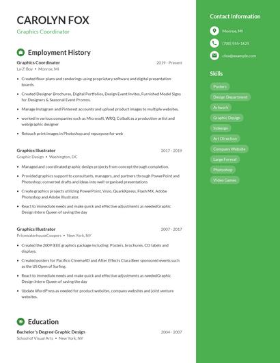 Graphics Coordinator Resume