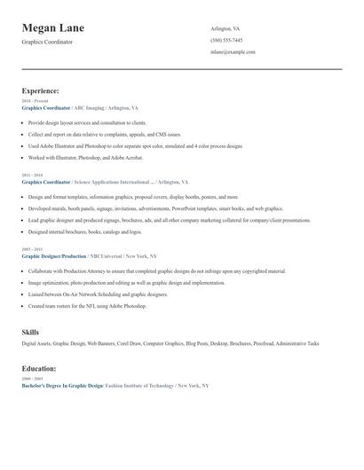 Graphics Coordinator Resume