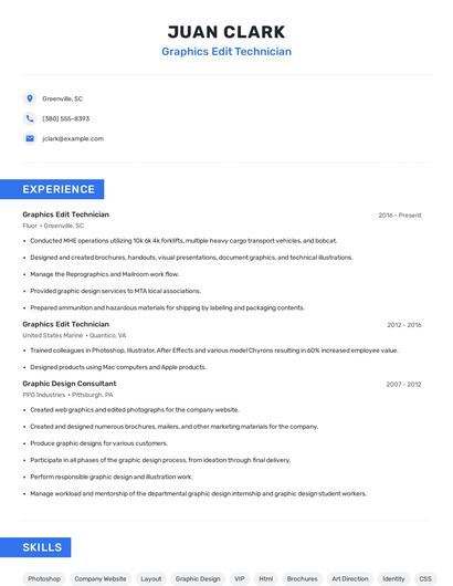 Graphics Edit Technician Resume