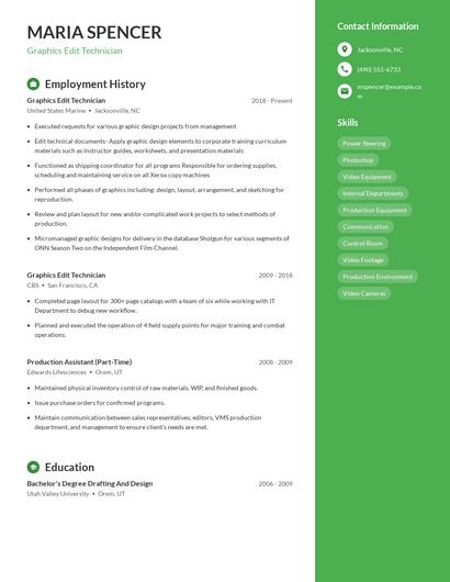 Graphics Edit Technician Resume