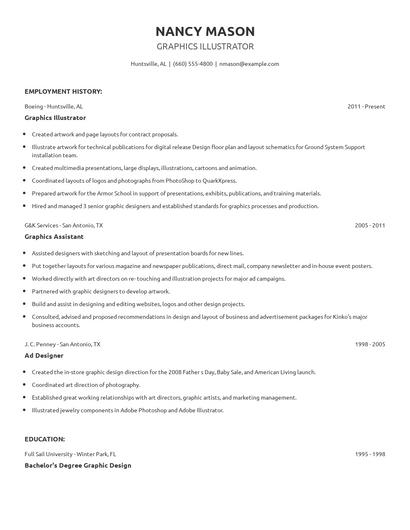 Graphics Illustrator Resume