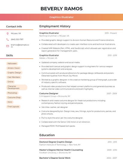 Graphics Illustrator Resume