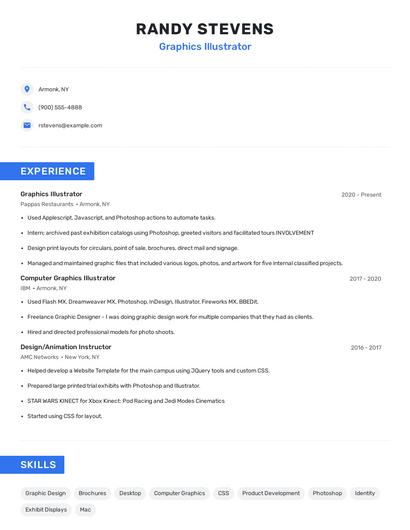 Graphics Illustrator Resume