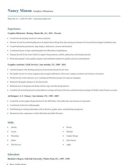 Graphics Illustrator Resume