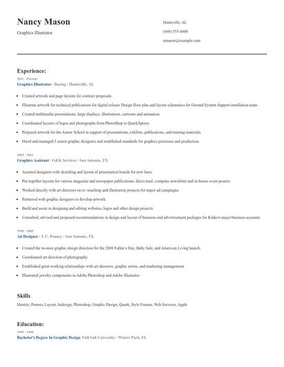 Graphics Illustrator Resume