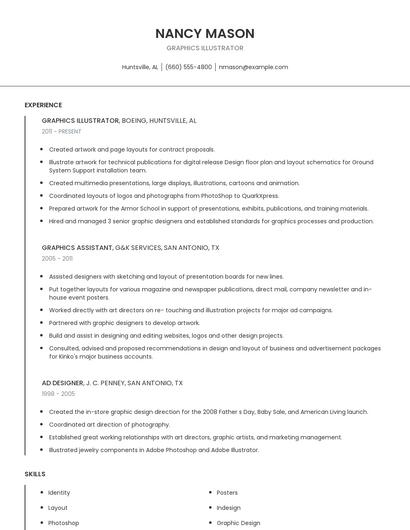Graphics Illustrator Resume
