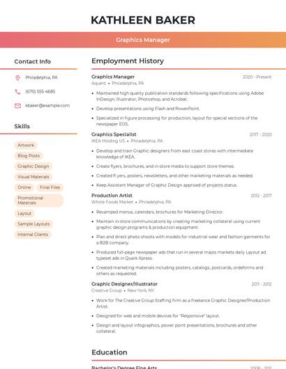 Graphics Manager Resume