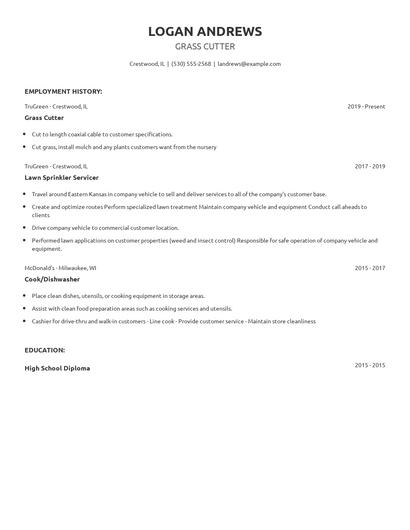 Grass Cutter Resume