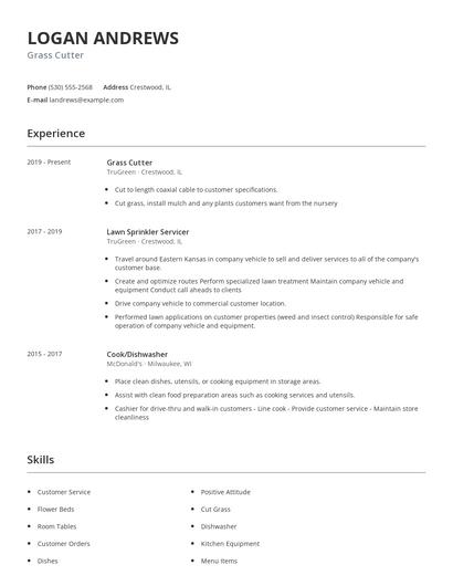 Grass Cutter Resume